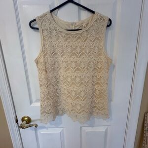 Adiva Cream Lace Sleeveless Blouse